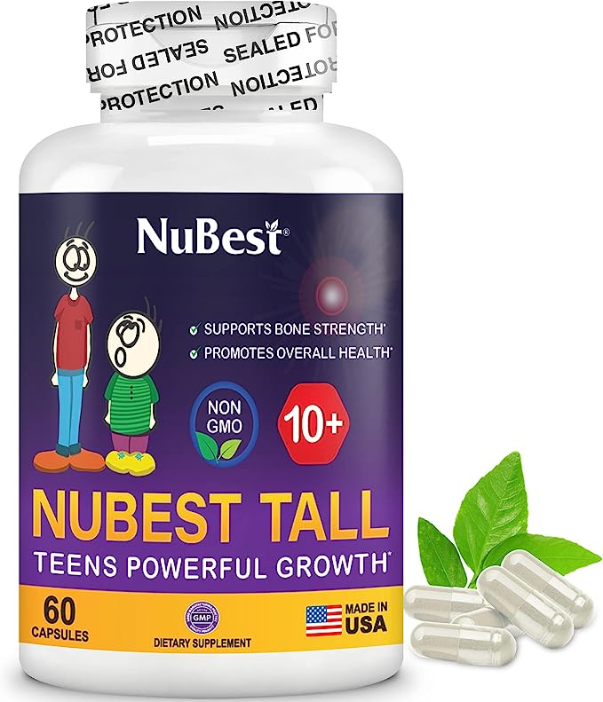 NuBest Tall 10+ - Advanced Bone Strength Formula - Supports Immunity, Healthy Development & Optimal Wellness - for Children (10+) & Teens Who Drink Milk Daily - 60 Capsules | 1 Month Supply