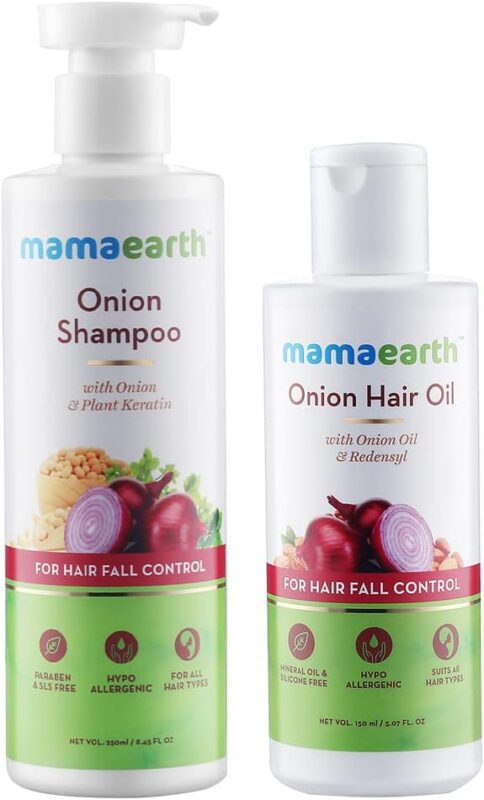 Mamaearth Anti Hair Fall Express Spa Range with Onion Hair Oil + Onion Shampoo for Hair Fall Control 250ml
