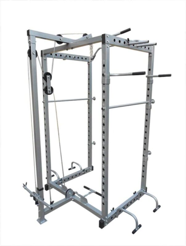 Power Rack Squat Cage Stands with LAT Pulldown Home Gym All-in-One Workout Solution Exercise Fitness Equipment
