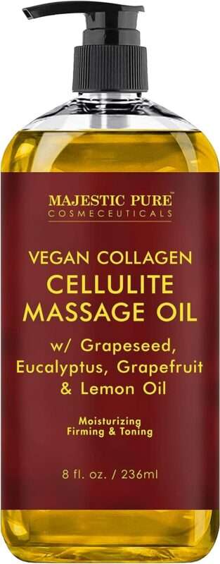 (Single Pack) - Majestic Pure Natural Cellulite Massage Oil, Unique Blend of Massage Essential Oils - Improves Skin Firmness, More Effective Than Cellulite...
