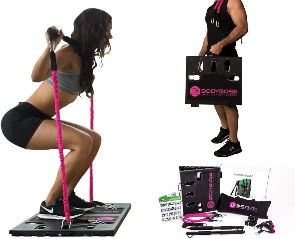 BodyBoss Home Gym 2.0 - Full Portable Gym Home Workout Package, Includes 1 Set of Resistance Bands - Collapsible Resistance Bar, 2 Handles + More - Full...
