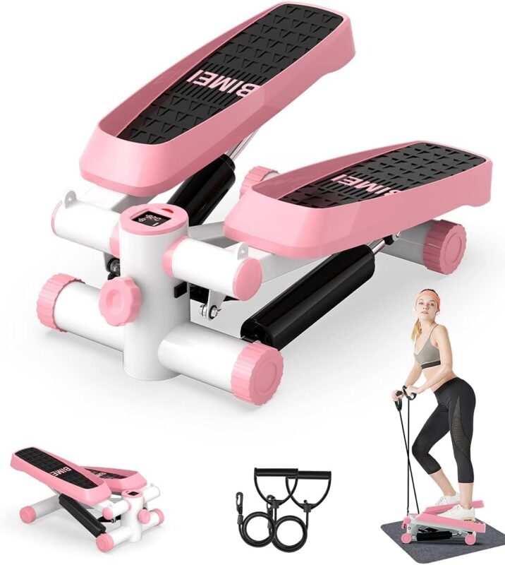 Steppers for Exercise, Mini Stepper with LCD Monitor, Quiet Fitness Stepper with Resistance Bands, Gym Stair Stepper for Home Workout, Legs Arm Full Body...
