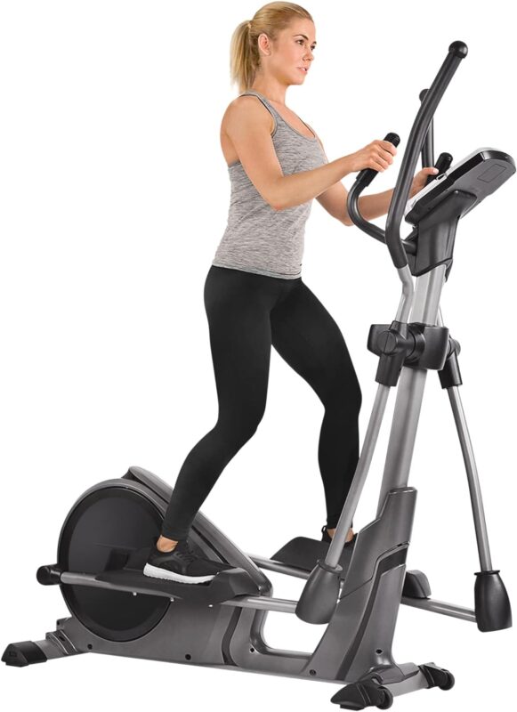 Sunny Health & Fitness Magnetic Elliptical Trainer Machine w/Device Holder, Programmable Monitor and Heart Rate Monitoring, 330 LB Max Weight - SF-E3912
