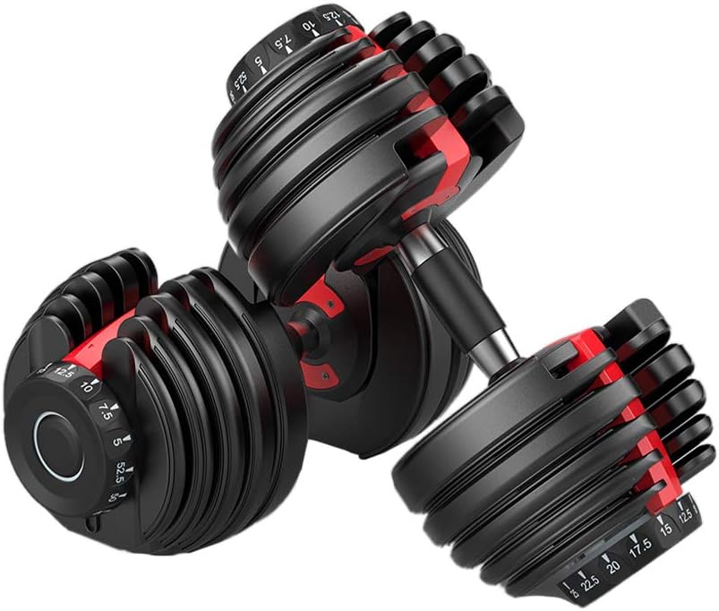 FitnessLAB 2X 24kg Adjustable Dumbbell Set Gym Exercise Weights Chrome Textured Non-Slip & Easy-Grip Handles - Crossfit, MMA, Bodybuilding, Toning,...
