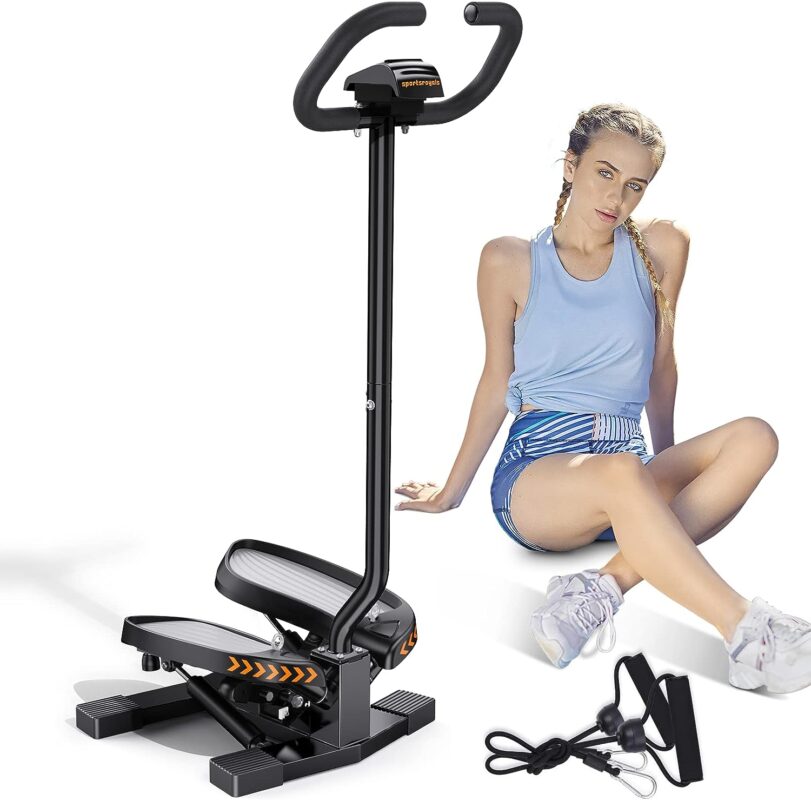 Sportsroyals Stair Stepper with Resistance Band and Vertical Climber Exercise Machine for Home, More Than 300lbs Weight Capacity
