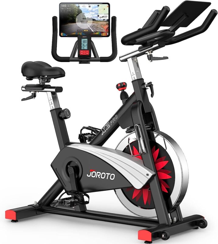 JOROTO X2 Stationary Exercise Bike | X2PRO Bluetooth Magnetic Belt Drive Indoor Cycling Bike, 300 Pounds Loads Fitness Cycle Bikes
