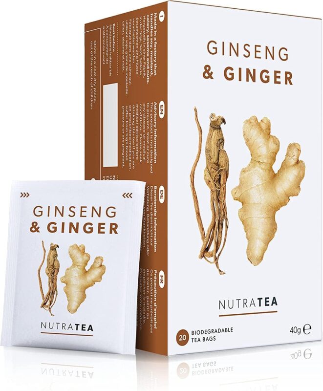 Nutra Tea - Ginger & Ginseng Tea - 20 Tea Bags - Herbal Tea
