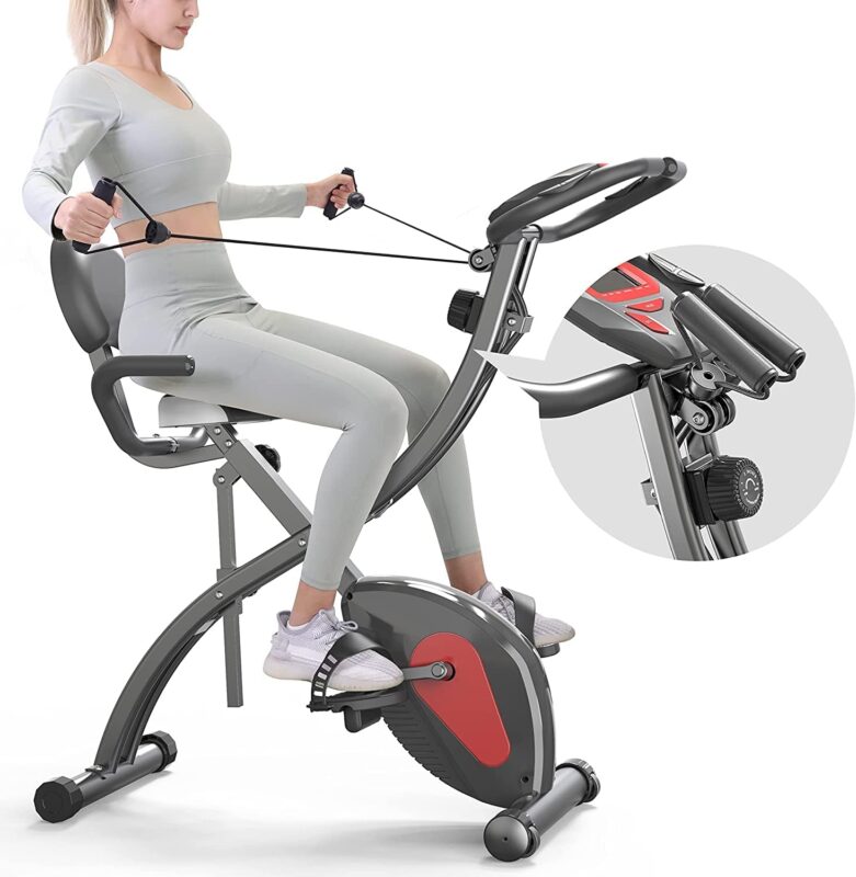 PROIRON 3-in-1 Folding Exercise Bike | Upright and Recumbent Foldable Stationary Bike | Magnetic Fitness Bike Indoor with Back Rest, Sensors, Arm Resistance...
