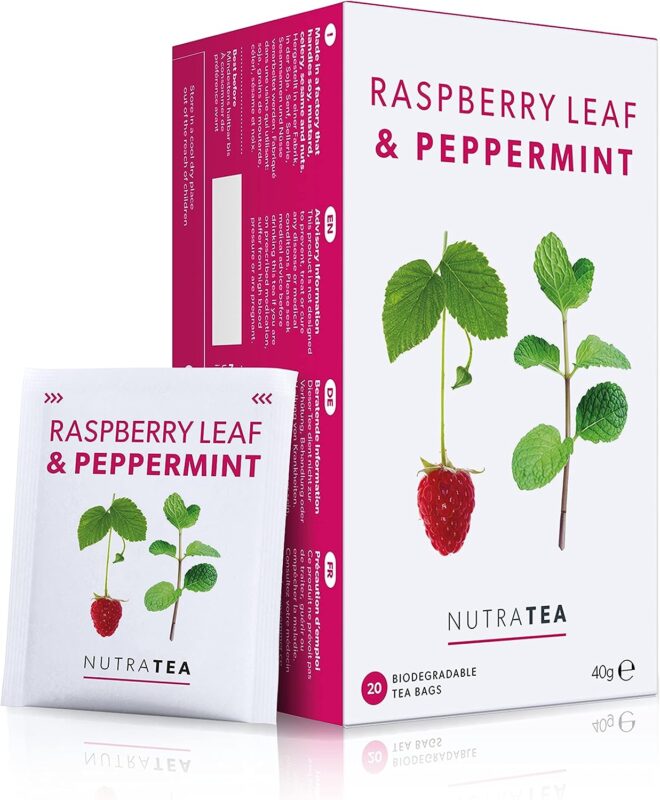 Nutra Tea - Raspberry Leaf & Peppermint Tea - Raspberry Leaf Tea For Pregnancy & Expectant Mothers - 20 Tea Bags - Herbal Tea
