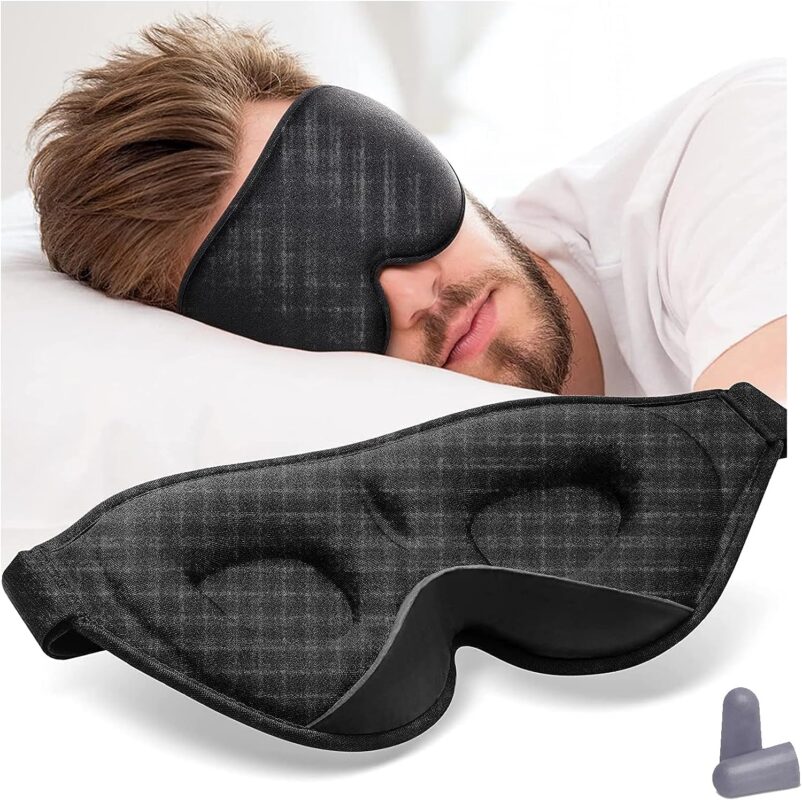 Sleep Mask with Earplugs, 3D Deep Contoured Eye Covers for Sleeping, Block Out Light Eye Mask, Zero Eye Pressure Cup Blindfold for Men Women, with...
